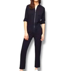 LOFT Black Utility-Inspired Jumpsuit with Collared Neckline